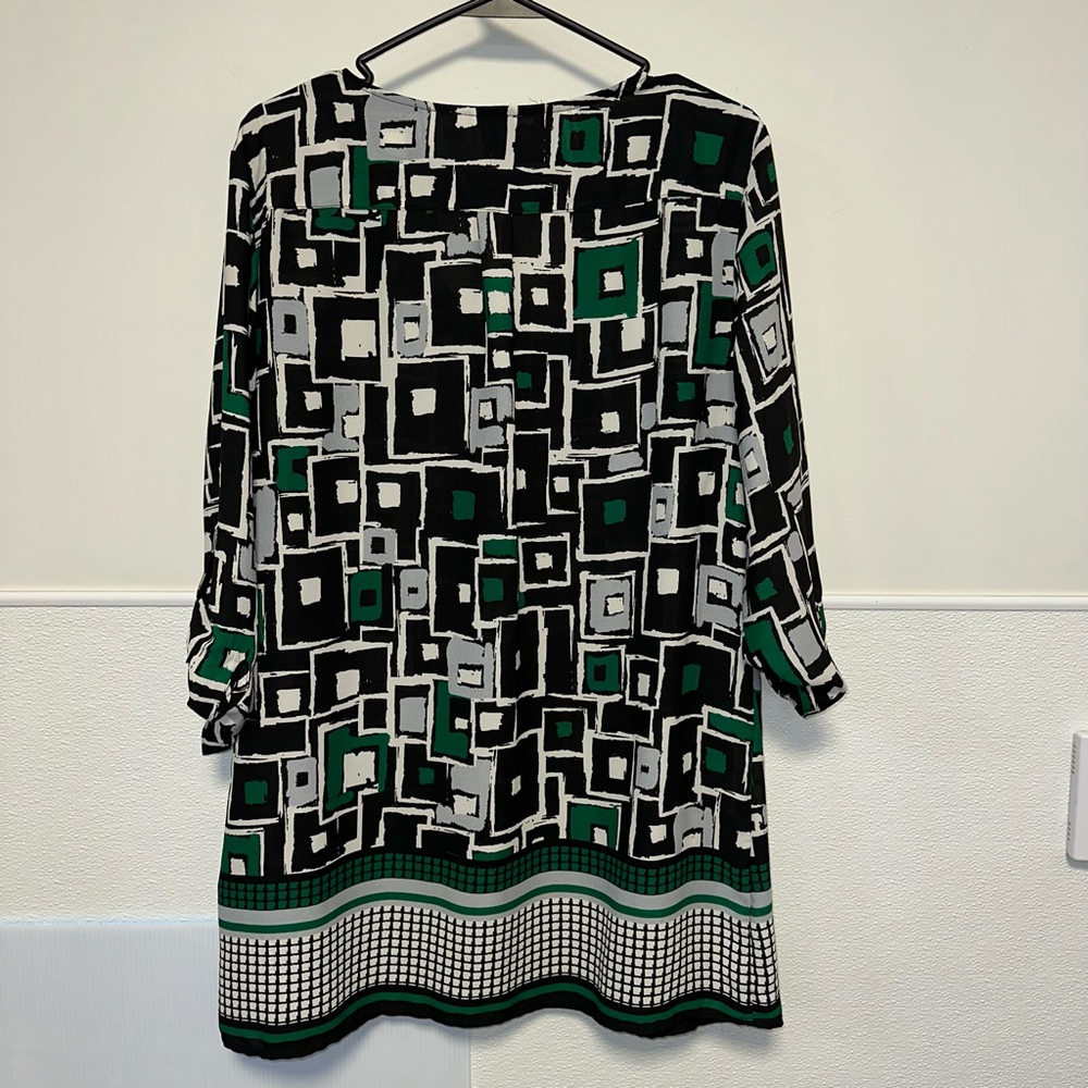 Roz & Ali Women’s Blouse XL Black Green Zip Up Front - Picture 4 of 9